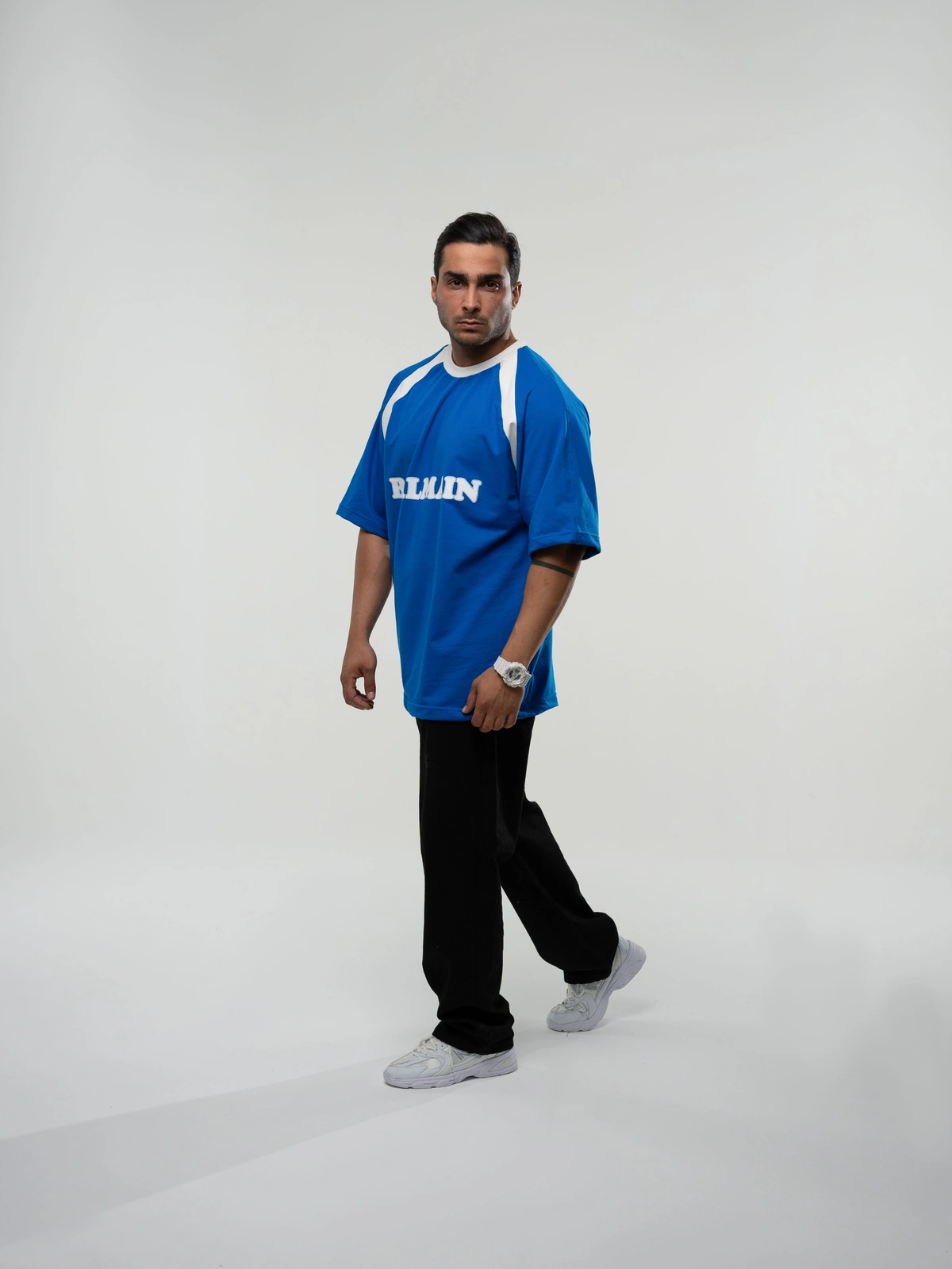 تیشرت ماکان Balmain مشکی/آبی/کرم پک 9 عددی