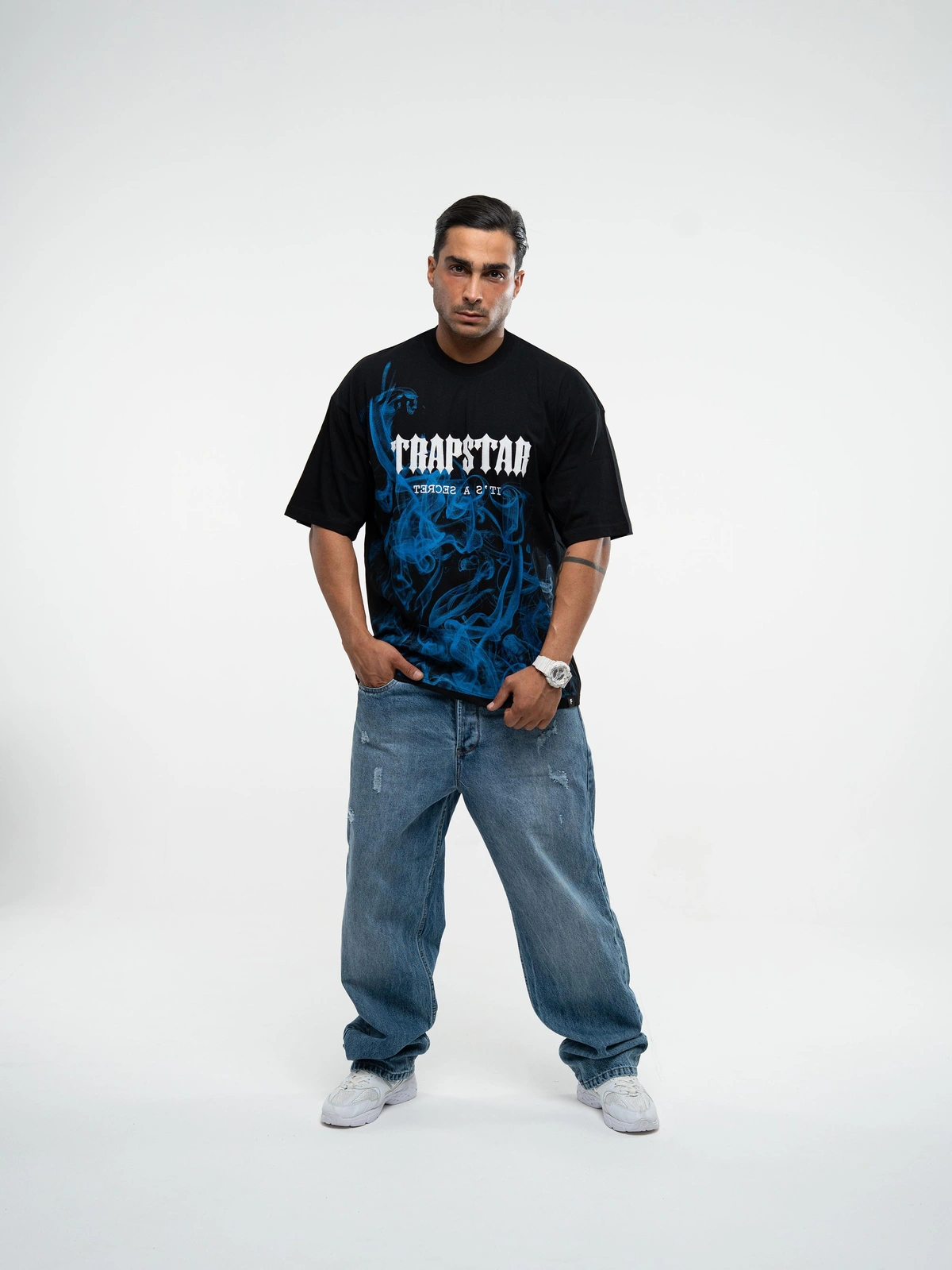 تیشرت TrapstarSecret طوسی/مشکی پک 6 عددی