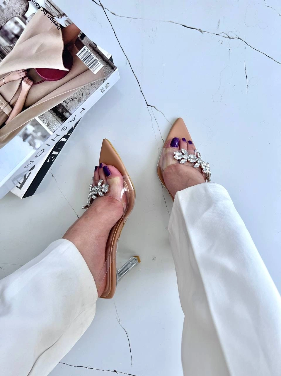 صندل طلقی پاشنه شیشه ای ، مدل شاهیکا