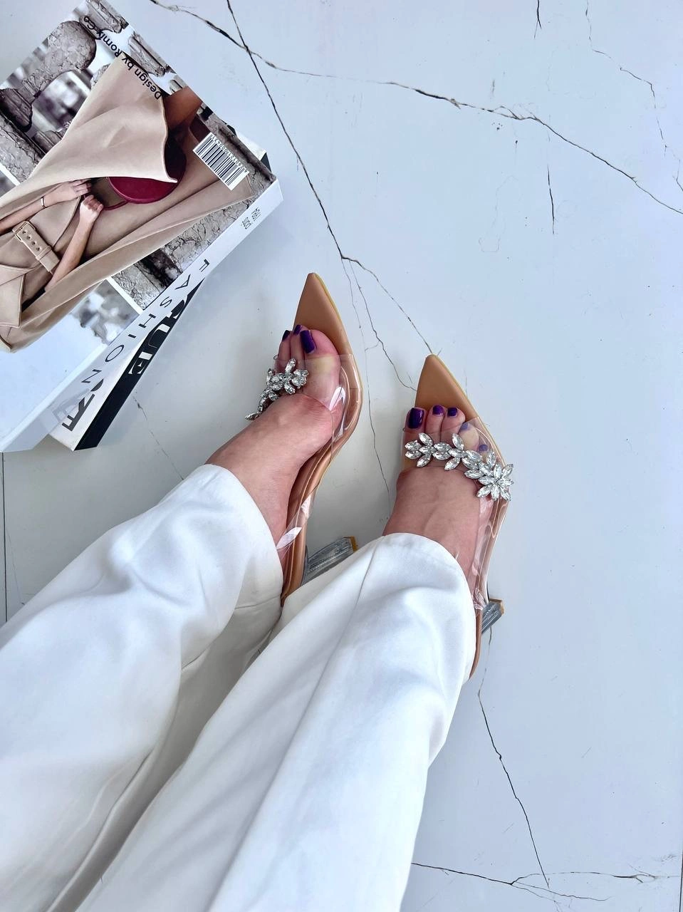 صندل طلقی پاشنه شیشه ای ، مدل شاهیکا