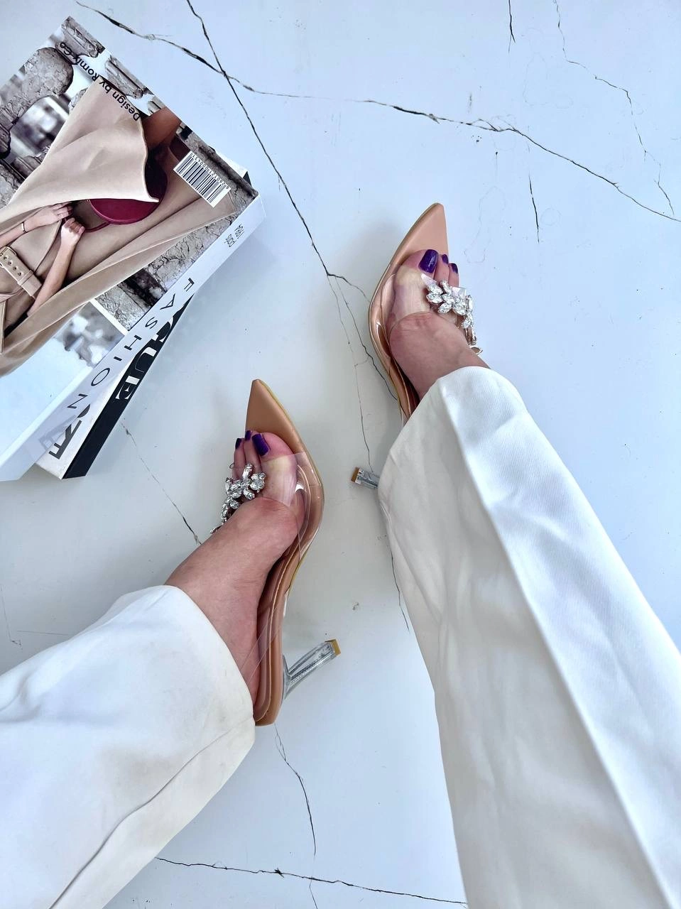 صندل طلقی پاشنه شیشه ای ، مدل شاهیکا