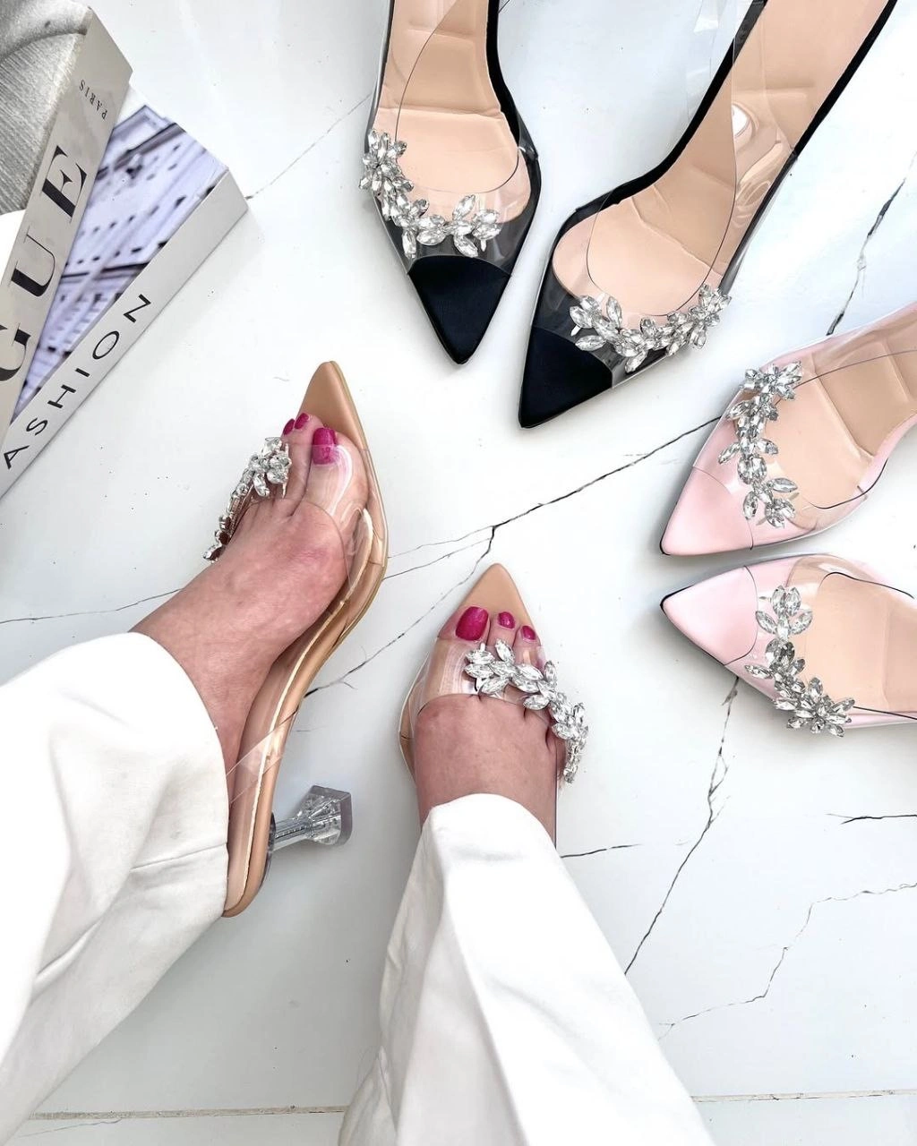 صندل طلقی پاشنه شیشه ای ، مدل شاهیکا