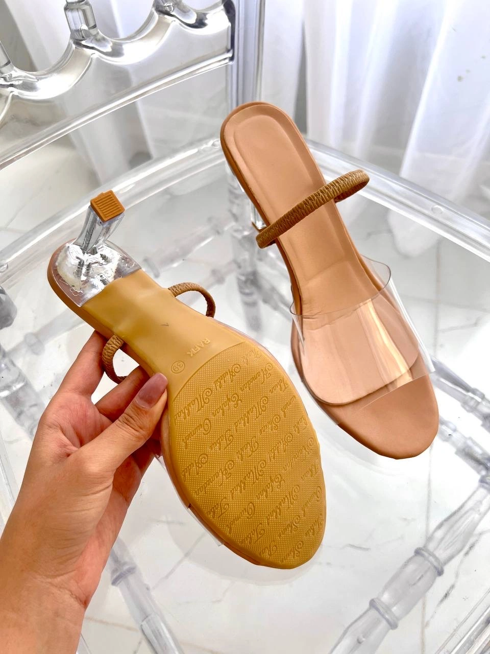صندل طلقی پاشنه شیشه ای ، مدل هانه