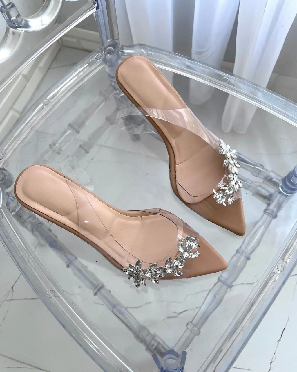 صندل طلقی پاشنه شیشه ای ، مدل شاهیکا