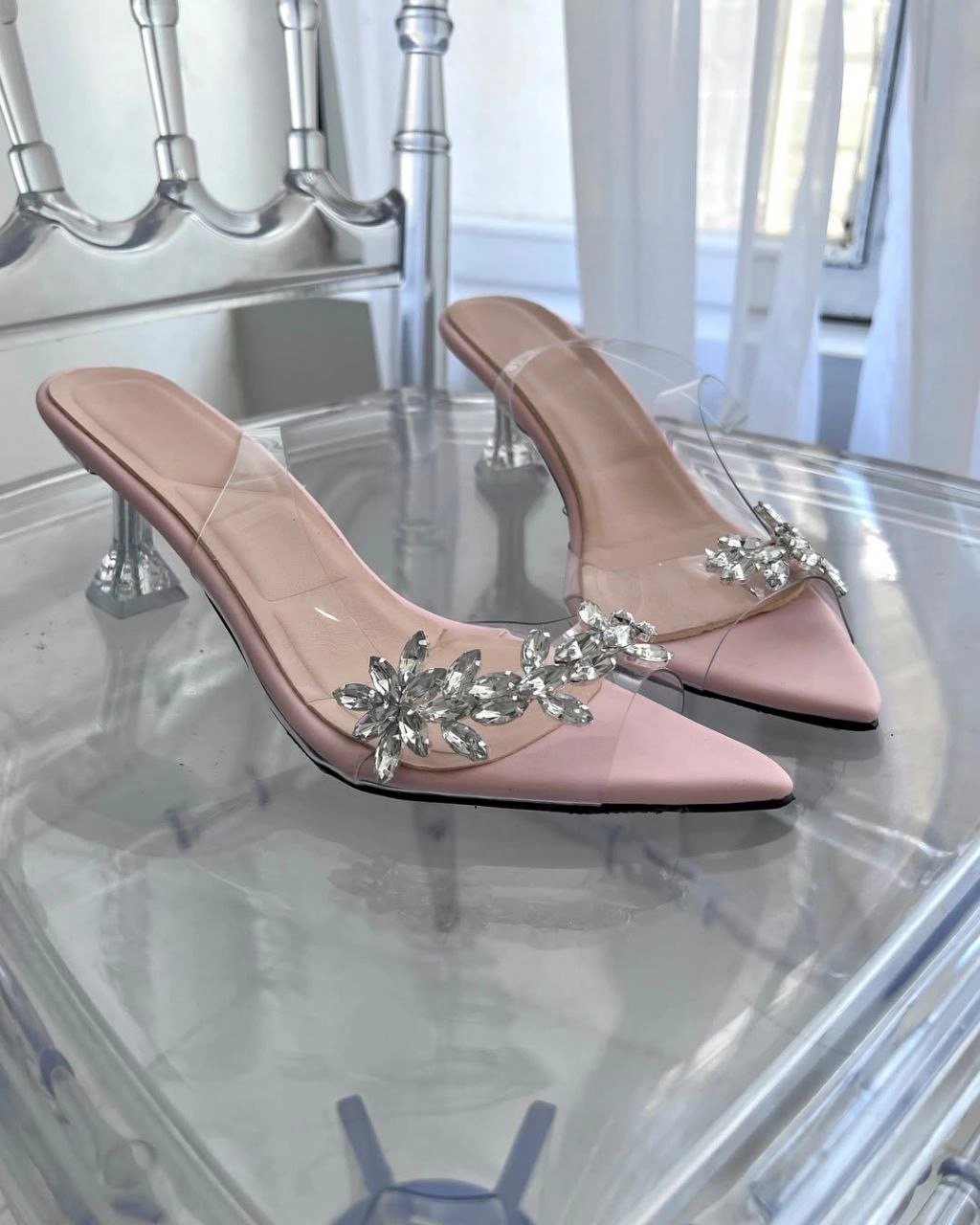 صندل طلقی پاشنه شیشه ای ، مدل شاهیکا