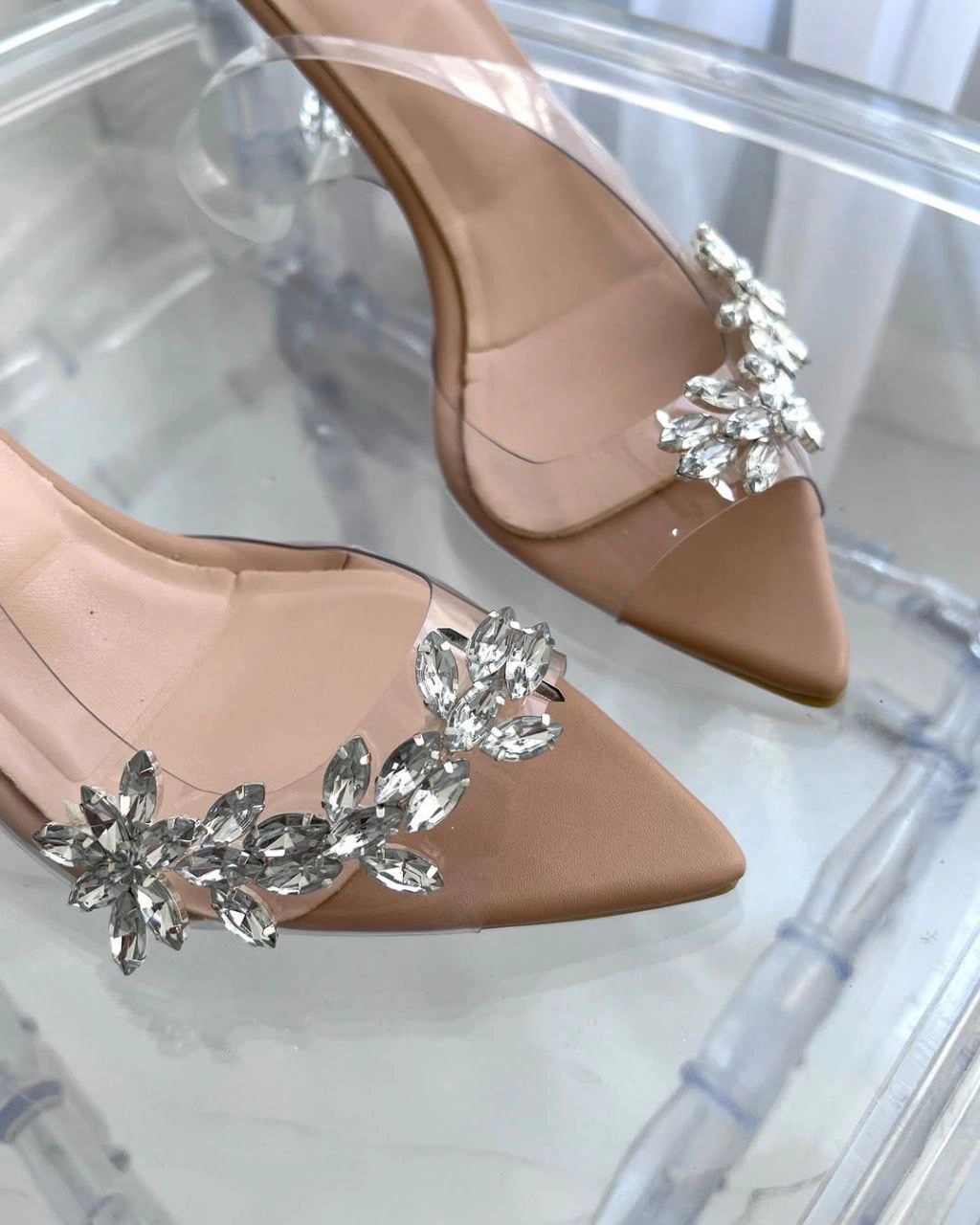 صندل طلقی پاشنه شیشه ای ، مدل شاهیکا