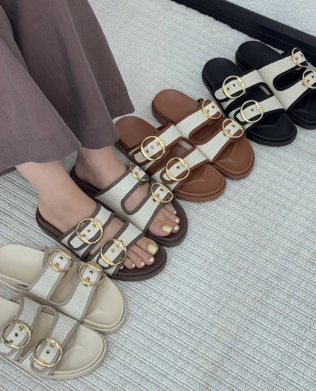 صندل لژدار حراج ، مدل دورنگ سگک دار