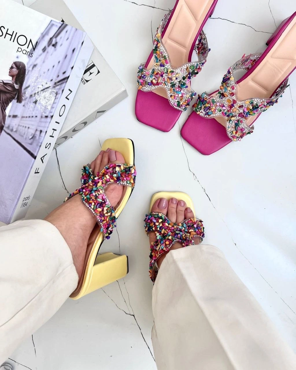 صندل طلقی پاشنه رنگی ، مدل کژال