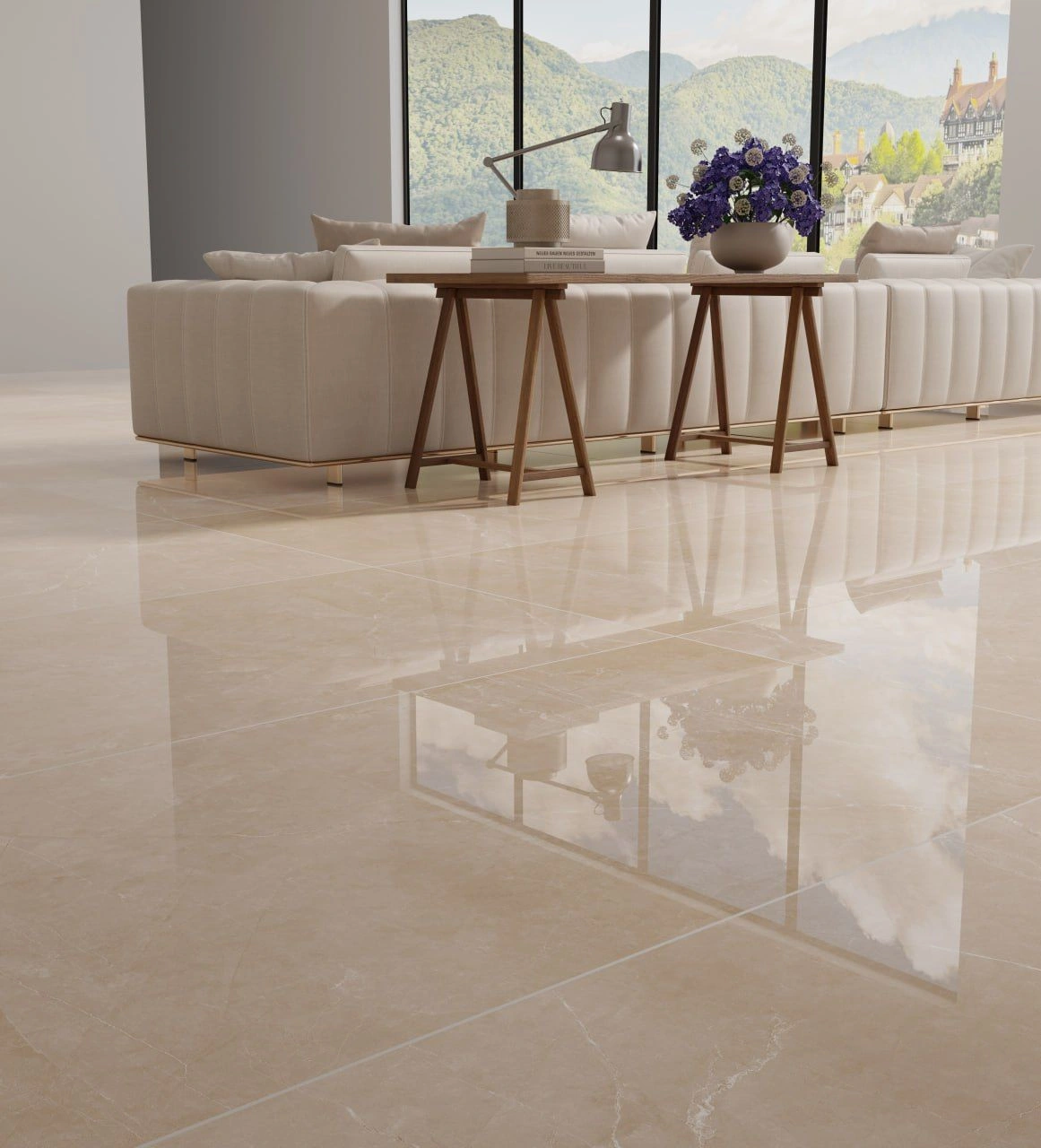 پرسلان دیواری مدل دیاکو کرم سایز 120×60 کاشی حافظ 