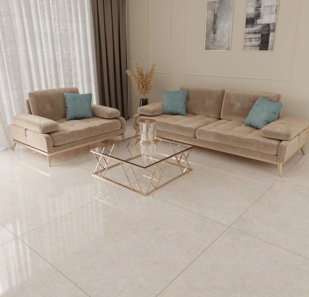 پرسلان کف مدل آیریک بژ سایز 120×120 کاشی حافظ