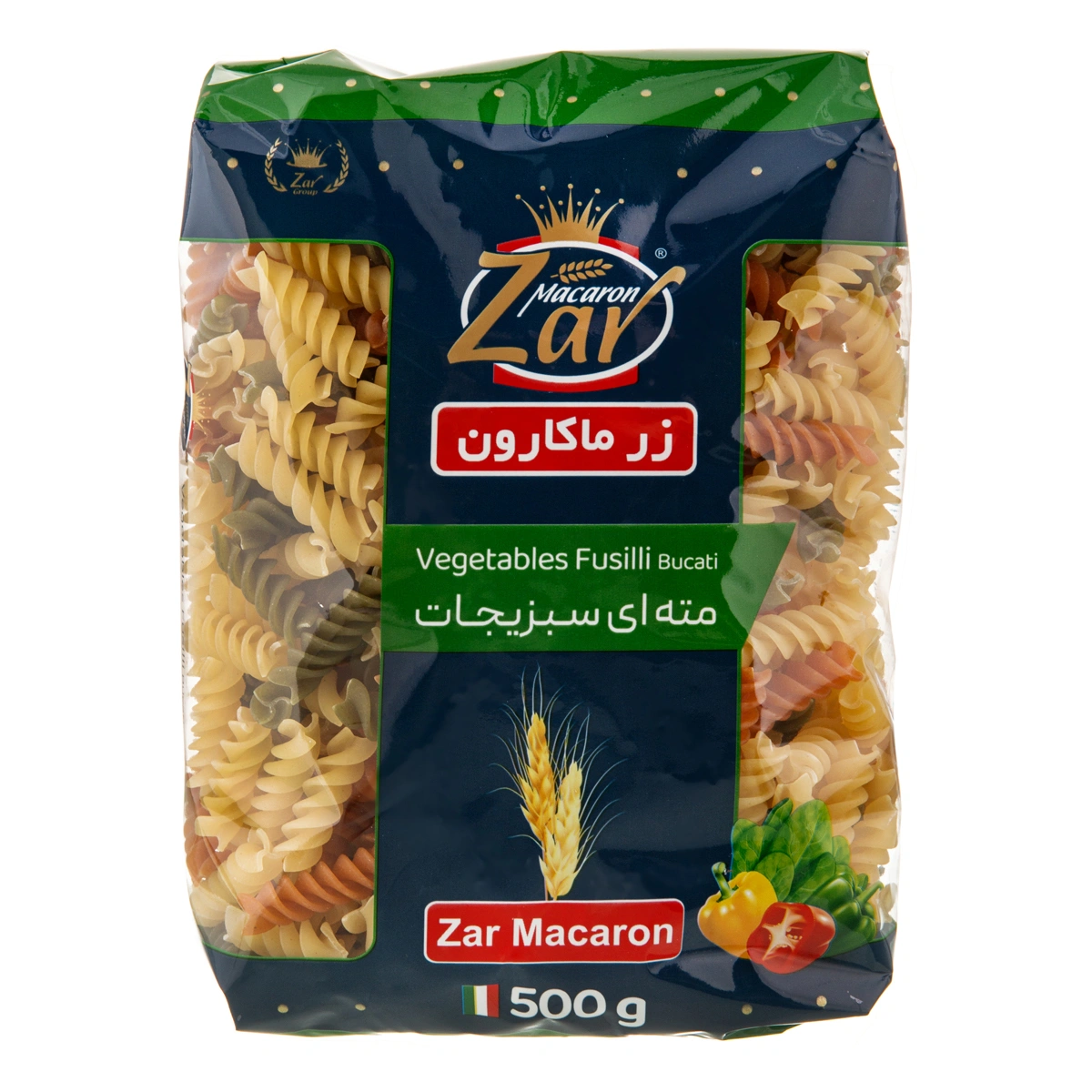 ماکارونی فرمی مته ای سبزیجات 500 گرم زر