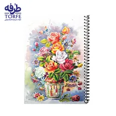 دفتر فنردار 80 برگ مجلد - طرح گل 5 اثر استاد بدرالسما