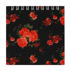 دفتر یادداشت فنردار 50 برگ بهشت - طرح گل قرمز(مشکی)
