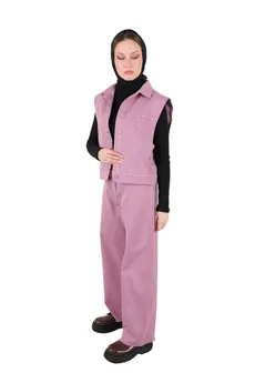 ست جلیقه و شلوار کتان زنانه