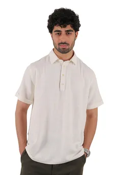 پیراهن آستین کوتاه یقه چهار دکمه لینن مردانه