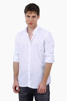 پیراهن آستین بلند مردانه مدل رگولار رنگ سفید