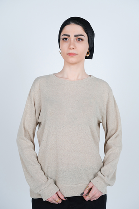 تیشرت بافت یقه گرد آستین بلند زنانه