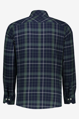 پیراهن آستین بلند یقه برگردان چهارخانه مردانه