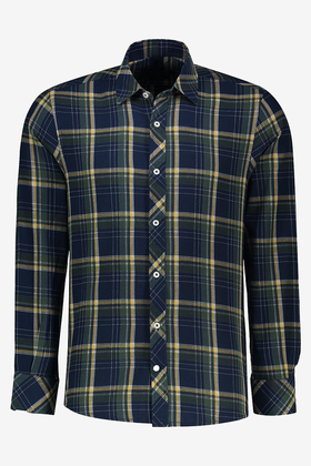 پیراهن آستین بلند یقه برگردان چهارخانه مردانه