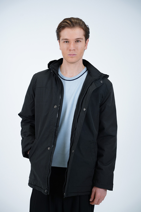 کاپشن کلاهدار جلو زیپدار شمعی مردانه