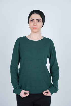 تیشرت بافت یقه گرد آستین بلند زنانه