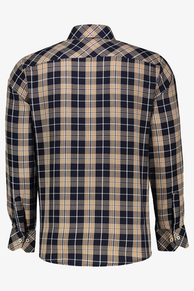 پیراهن آستین بلند یقه برگردان چهارخانه مردانه