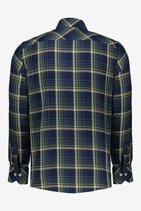 پیراهن آستین بلند یقه برگردان چهارخانه مردانه