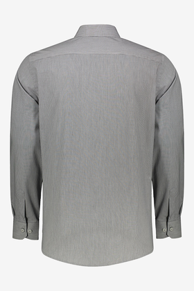 پیراهن یقه برگردان آستین بلند نخی راه راه مردانه 