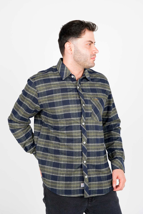 پیراهن آستین بلند پشمی یقه برگردان چهارخانه مردانه 