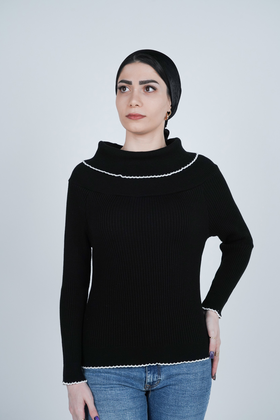 بافت آستین بلند یقه ایستاده زنانه  