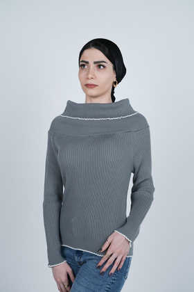 بافت آستین بلند یقه ایستاده زنانه  