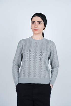 بافت آستین بلند یقه گرد زنانه 