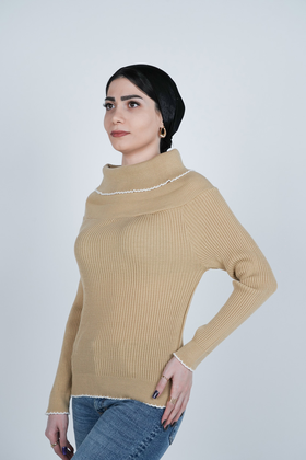 بافت آستین بلند یقه ایستاده زنانه  