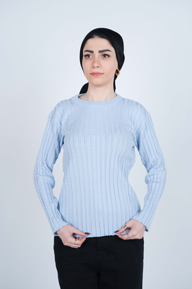 بافت یقه گرد آستین بلند زنانه  