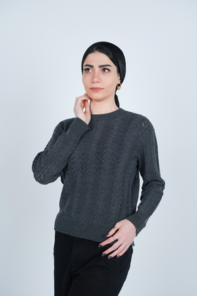 بافت آستین بلند یقه گرد زنانه