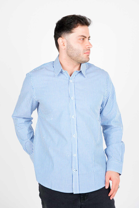 پیراهن آستین بلند یقه برگردان راه راه مردانه