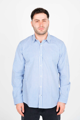 پیراهن آستین بلند یقه برگردان راه راه مردانه