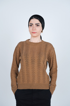 بافت آستین بلند یقه گرد زنانه 