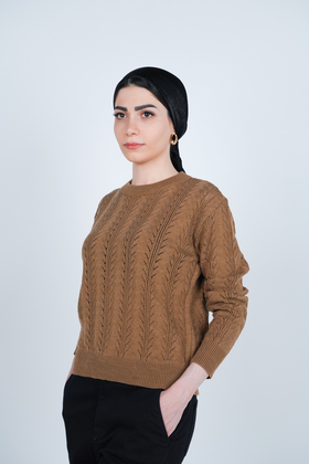 بافت آستین بلند یقه گرد زنانه 