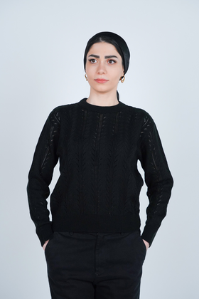 بافت آستین بلند یقه گرد زنانه 