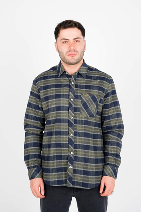 پیراهن آستین بلند پشمی یقه برگردان چهارخانه مردانه 