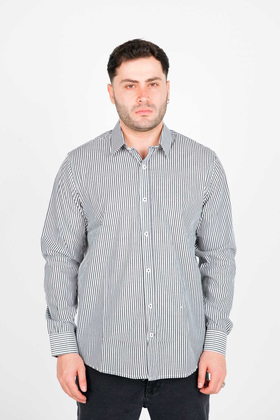 پیراهن آستین بلند یقه برگردان راه راه مردانه