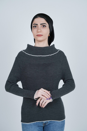 بافت آستین بلند یقه ایستاده زنانه  