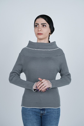 بافت آستین بلند یقه ایستاده زنانه  