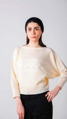 بافت آستین سرخود یقه گرد کشبافت زنانه