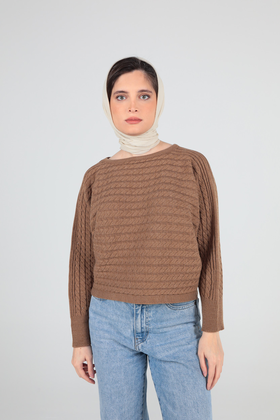 بافت آستین بلند یقه گرد زنانه