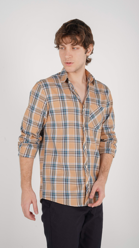 پیراهن آستین بلند مردانه طرح چهارخانه