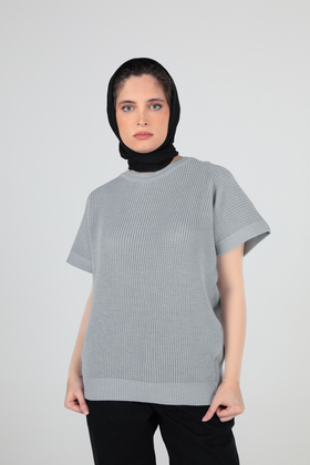 بافت آستین کوتاه یقه گرد زنانه