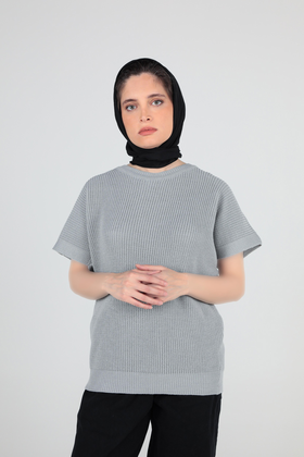 بافت آستین کوتاه یقه گرد زنانه