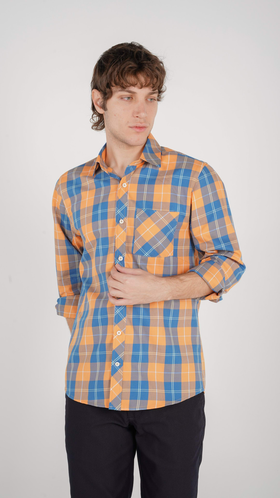 پیراهن آستین بلند مردانه طرح چهارخانه